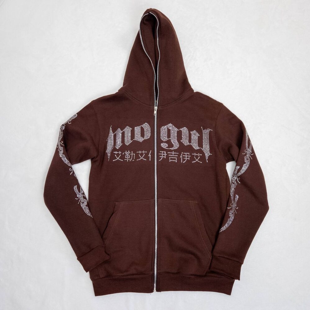 Brown Graphic Zip-Up Hoodie - Unbranded